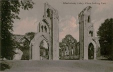 Vintage Glastonbury Abbey. Choir looking East. England Postcard picture