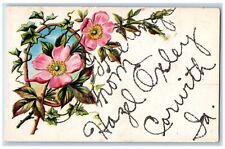 Corwith Iowa IA Postcard Greetings From Hazel Oxley Embossed Flowers c1910's picture
