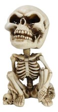 Gothic Macabre Grinning Grave Squatter Skeleton Skull Bobblehead Figurine picture