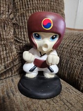 Korean Taekwondo Pottery Figure Display Resin Clay 7in Cute Gift picture