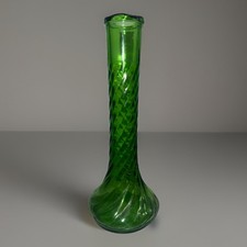 Vintage Hoosier Glass 4091 Emerald Green Spiral Swirl Twist Vase 9” USA picture