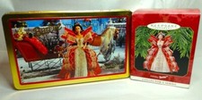 LOT OF 2 : VINTAGE HALLMARK BARBIE ORNAMENT & CANDY TIN (SEALED) - 1997 picture