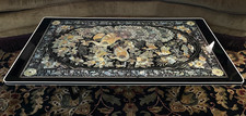 Vintage 1970s Korean Lacquerware Mother of Pearl Peacocks Low Folding Tea Table picture