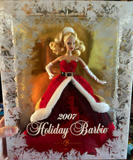 Barbie 2007 Holiday Christmas Doll Figurine, Red/White Dress, Boxed picture