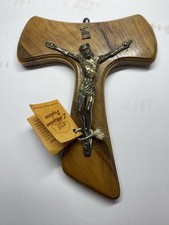 Vintage L’Artigiano Pugliese Olive Wood Crucifix Been Repaired picture