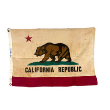 Vintage 1950s Paramount Ajax California Republic Flag Cotton 2 x 3 San Francisco picture