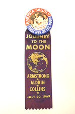 1969 America Salutes FIRST MEN ON THE MOON Pin & JOURNEY Ribbon APOLLO XI picture