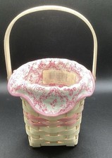 VTG 2002 ACS Longaberger Basket Pink White Fabric Liner Plastic Insert-5