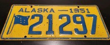 1951 Alaska License Plate All Original Vintage  picture