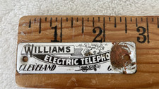 RARE Vintage Porcelain Williams Electric Telephone Cleveland Nameplate Tag Phone picture