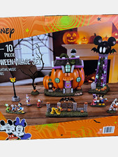 Disney Illuminated Musical Halloween Village Set 10pc Mickey & Friends. Sealed. picture