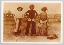 The 3 Champions Great Bronc Riders of Early 1900's Rodeo Sport UNP 1980 Repro picture