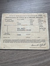 Antique Certificate of Title 1925 Chevy Superior Coach (3)  picture