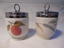 2 Royal Worcester Porcelain Egg Coddles-Harvest Wheat and Evesham Pattern picture