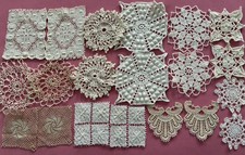 CROCHET DOILY MEDALLIONS 30 Lace Fragments 3”-5” Snippets Craft Sew Vintage Lot  picture