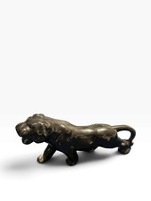 Vintage Ceramic 8” Black Panther 1950s MCM Stalking Posture picture