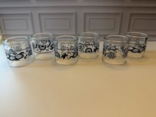 Vtg PYREX COMPATIBLES GLASS NAPKIN RINGS OLD TOWN BLUE Onion Set OF 6 picture