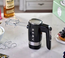 Servappetit Black 50s Retro Style Hand Mixer w/ 2 Beaters & Dough Hooks NIB picture