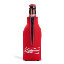 Budweiser Bottle Coolie Beer Cooler Fits 12 oz Bottle Can Zip-Can picture