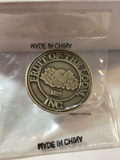 Fruit of the Loom 1857 Anniversary Medallion Coin Lapel Pin Employee Gift picture