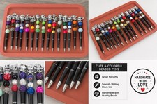 Handmade Beaded Plastic Ballpoint Pens Set, Cute Colorful Black Ink charecters picture