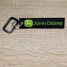 John Deere Tractor Keychain Embroidered Double Sided Key Fob With Carabiner Hook picture