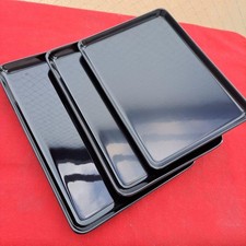 Echizen Lacquerware Stamp Tray Set 3pcs Natural Wood for Gift/Storage Used picture