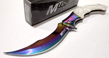MTECH A/O Large Curved Blade MOP Pearl Tactical Linerlock Folding Pocket Knife picture