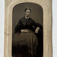 Antique Tintype Photograph Demure Beautiful Young Woman Possible ID picture