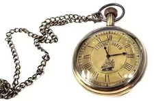 Handmade Antique Brass Elgin Pocket watch W/ Chain Nautical gifts item picture