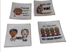 Cute Vintage NOV CO Japan Ceramic Coasters Trinket Dishes funny characters picture