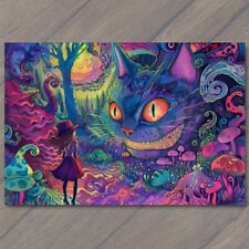 POSTCARD Alice Wonderland Cheshire Cat Trippy Reimagined Psychedelic Strange Fun picture