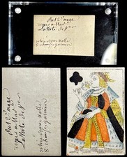 c1700’s Historical Queen Woodblock Antique Playing Card Scripted Secondary Use picture