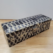 Vintage Aldo Raffa Italian Leather Valet Box Python Embossed Hard Shell Case picture