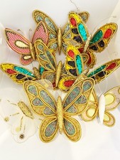 VINTAGE Wolin Japan Butterfly Glitter Clip Ornament Set of 9 Garden party Whimsy picture