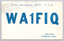 1968 WA1FIQ Revere MA Amateur Radio QSL Postcard K9MTJZ Kokomo IN Vintage picture