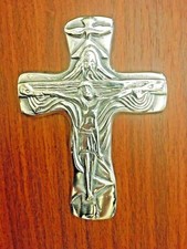 NWOT Mexican Pewter Cross Wall Hanging/Cruz de Pewter para Colgar en Pared #275 picture
