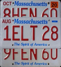 MASSACHUSETTS LICENSE PLATE - Spirit of America License Plate Tags Random # picture