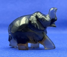 Rare Hand Carved Smoky Topaz Elephant Gemstone Figurine Miniature Sculpture picture