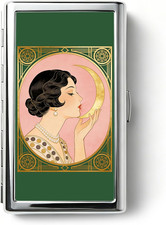 Vintage Art Deco Versatile Card & Cash Case, Slim Metal Wallet for Women Men Cre picture