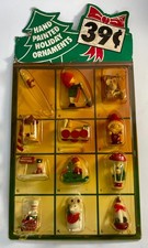 Vtg RARE 1950s-60s Hand Painted 39cents Holiday Ornaments Dealer Store Display picture
