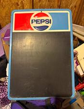 Vintage Pepsi Logo Chalkboard Advertising Sign w/ Blue Frame, Red White Blue picture