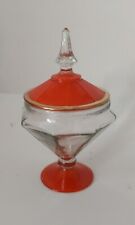 Art Deco Clear/Orange/Gold  Glass Candy Dish Vtg 1920s Lancaster Glass Art picture
