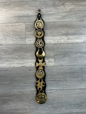 Vintage British Horse Brass Martingale 8 Sand Cast Medallions Celestial England picture
