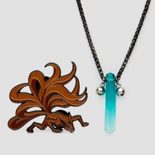 Naruto Shippuden Tsunade Necklace & Nine Tails Fox Pin Collector's Set picture