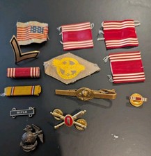 Vintage Military Pins, Badges Lot Of 13 Ww2, Marines Patches Insignias  picture