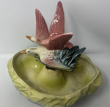 McCoy Flying Ducks Planter Bowl Pink Green & Yellow 1950’s 11” x 7 1/2”x 8 1/4” picture