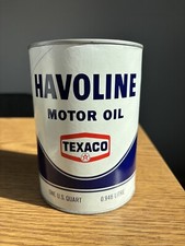 VINTAGE TEXACO HAVOLINE (1 QUART) MOTOR OIL TIN CAN- FULL SAE 30 W picture