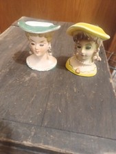 3 In Lady Head Planters Lot of 2. Vintage 1950s picture