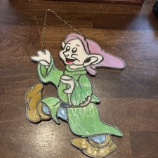 Vintage Stain Glass Suncatcher Disney Dopey From Snow White picture